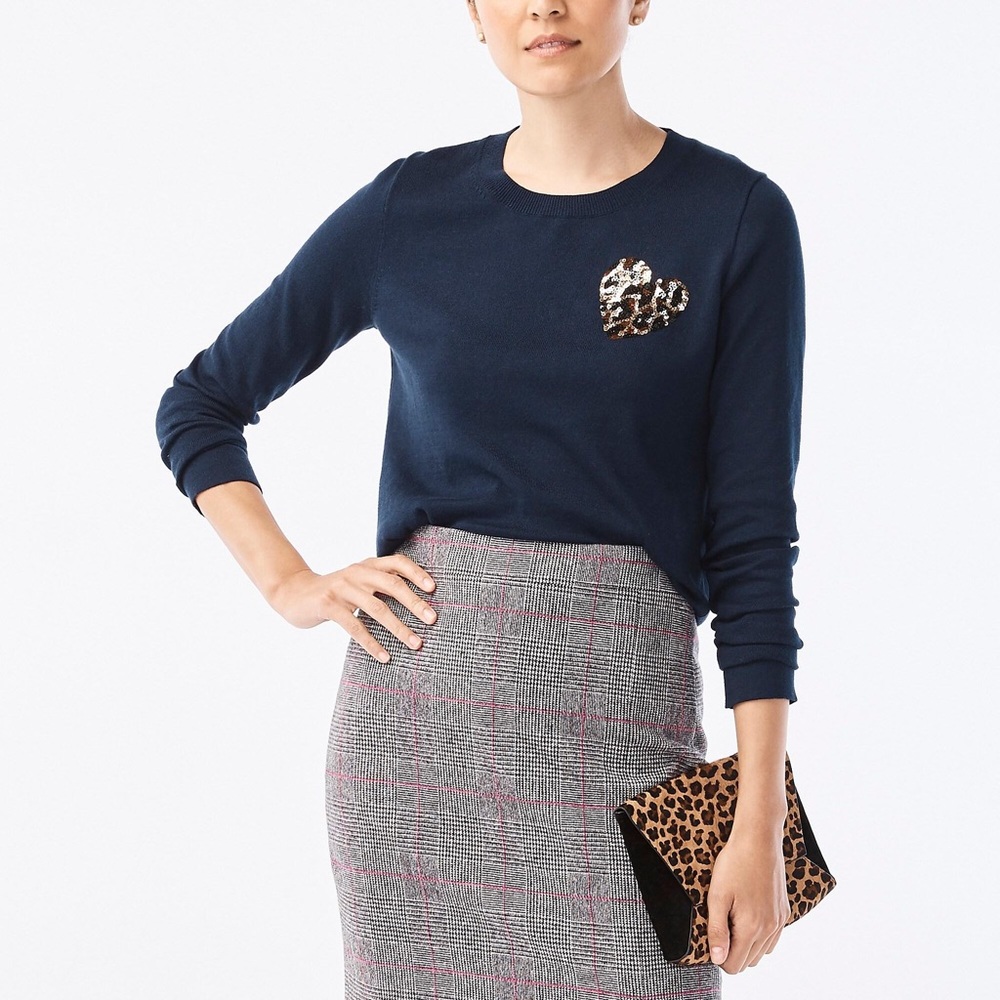 J Crew Cheetah Heart Sweater